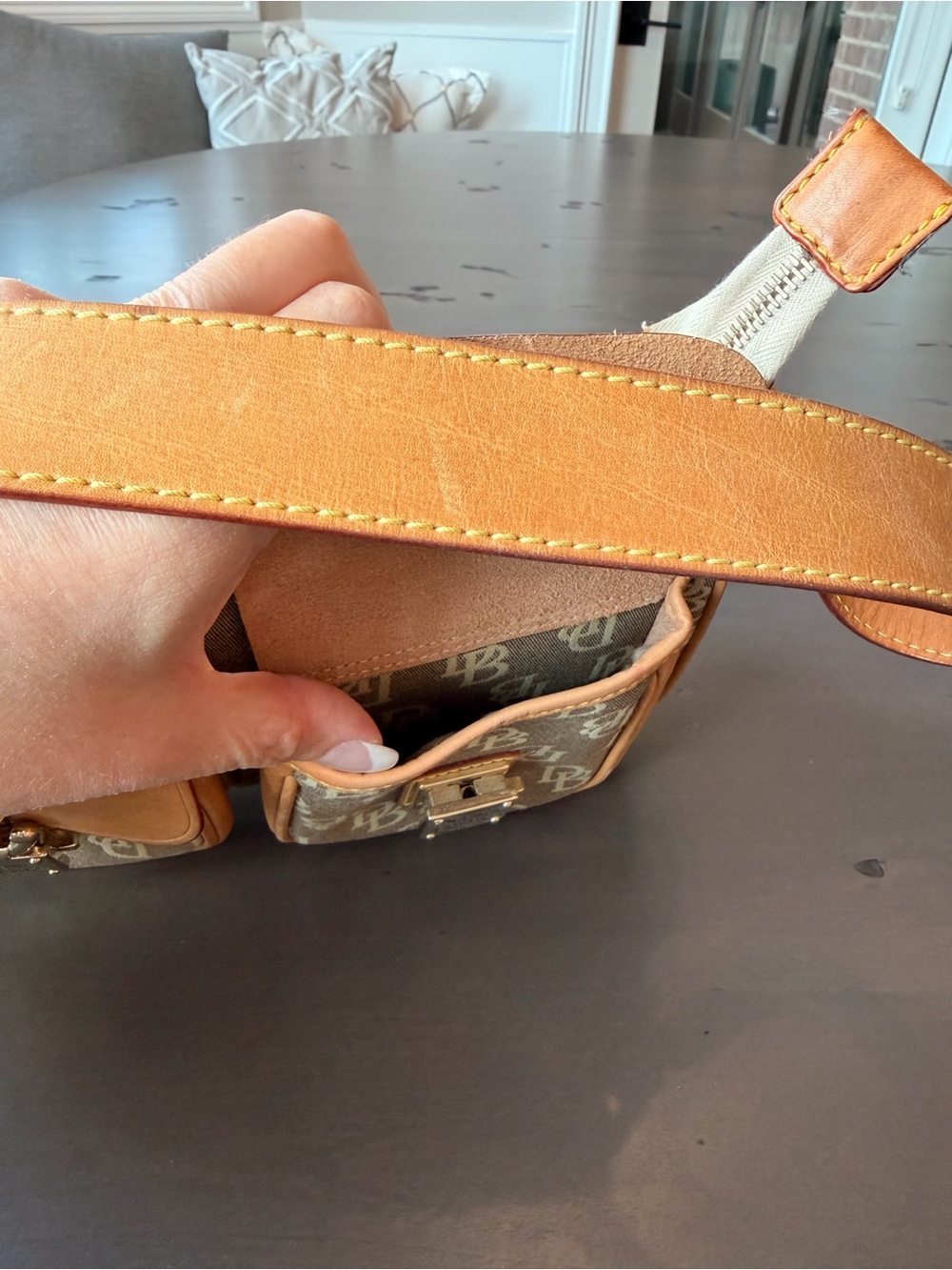 Vintage Dooney & Bourke Brown & Tan Monogram Bag - Picture 6 of 10